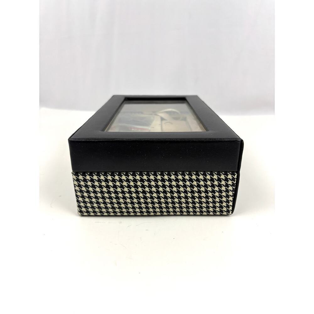 4 Slot Watch Box With Lock Watch Storage Box Houndstooth‎ Pattern - Picture 15 of 16